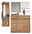 Voleo Garderoben-Set DETROIT Garderoben-Set aus Holz mit Wandpaneel, Haken, Ablage und Kommode mit Spiegel, frontal fotografiert.