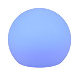 Runde, blaue Solar-Außenleuchte MELO aus seitlicher Perspektive