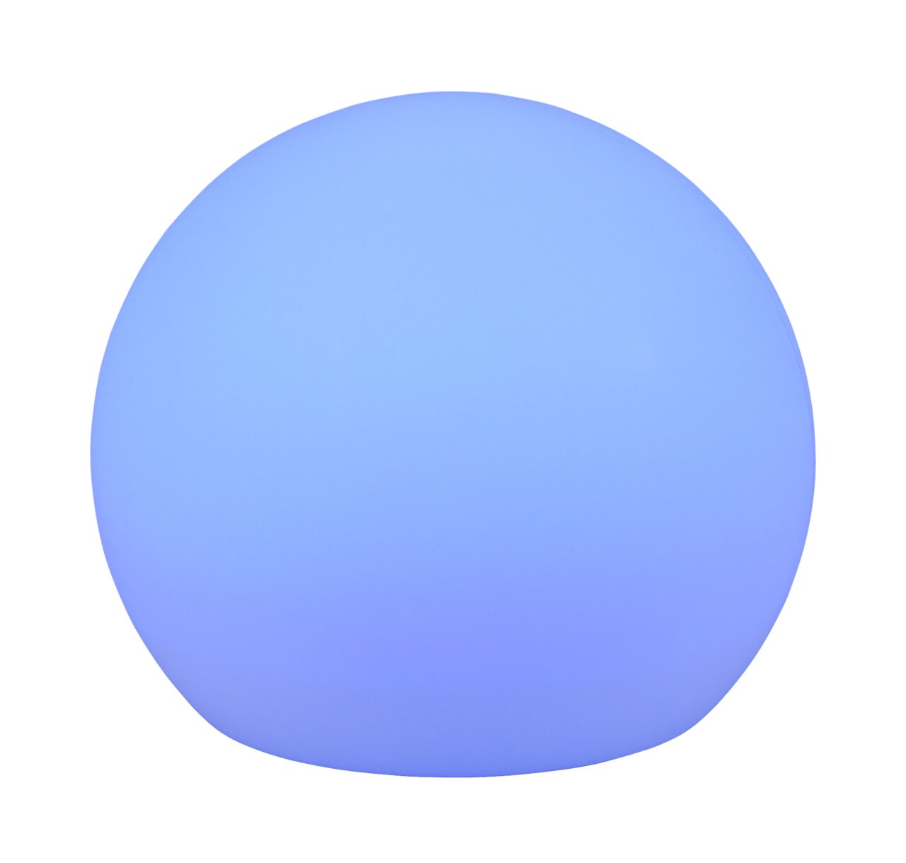 Runde, blaue Solar-Außenleuchte MELO aus seitlicher Perspektive