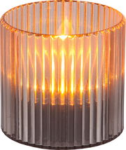 Zylindrische Solarleuchte mit geriffeltem Glasdesign, warmes Licht, Frontalansicht