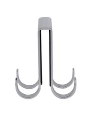 Edelstahl Doppel-Duschhaken in Vorderansicht, modernes Design mit zwei Haken.