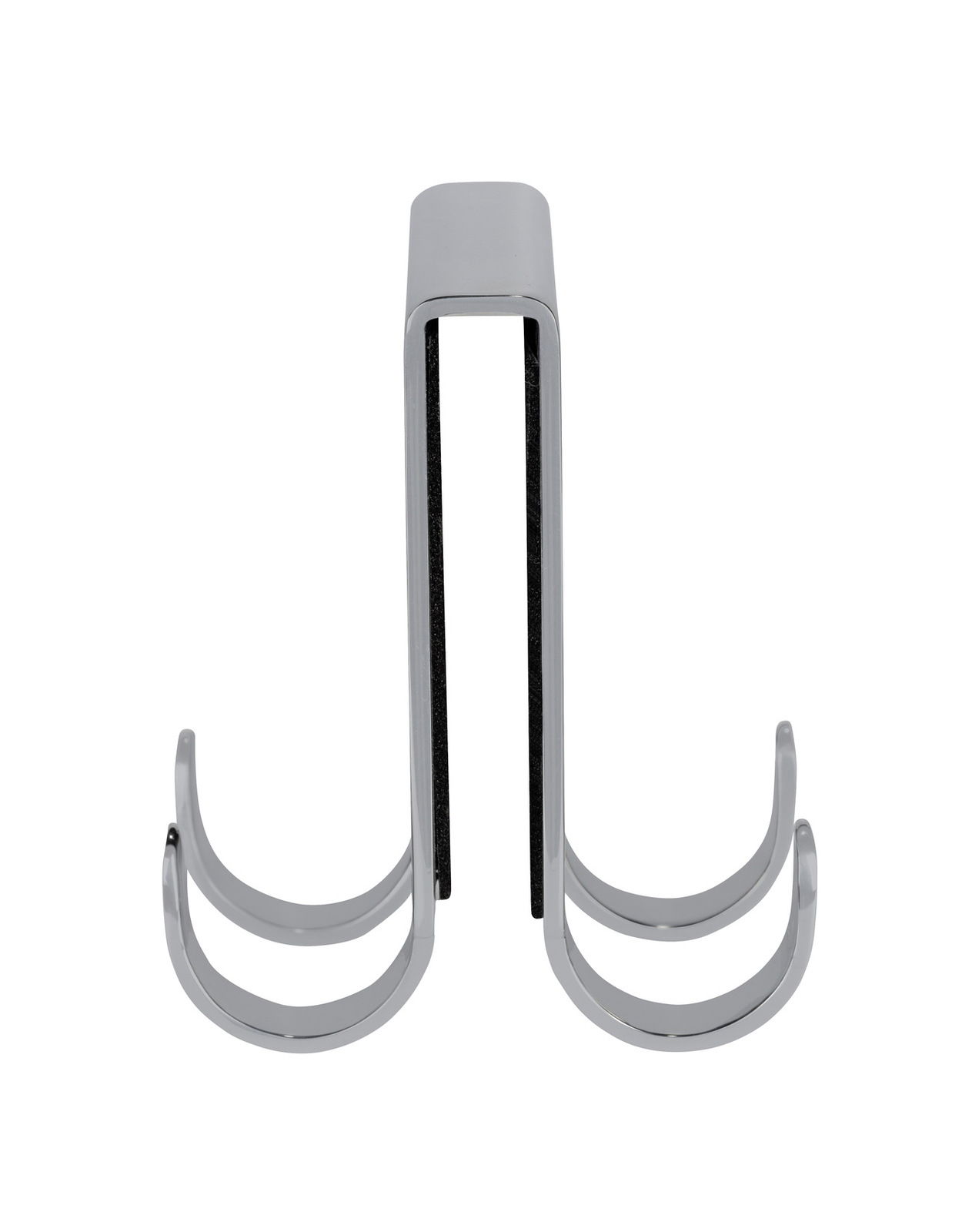 Edelstahl Doppel-Duschhaken in Vorderansicht, modernes Design mit zwei Haken.