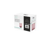 Verpakking van de set van 2 longdrinkbekers in de kleur Grape, in perspectief gefotografeerd vanaf de rechterkant van voren.