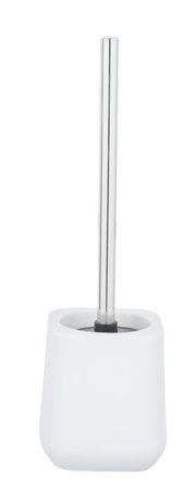 Keramik WC-Garnitur Adine in Weiß, frontal abgebildet mit schlichtem Design und Edelstahlgriff.