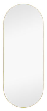 Ovaler Spiegel mit goldfarbenem Rahmen, frontal abgebildet.