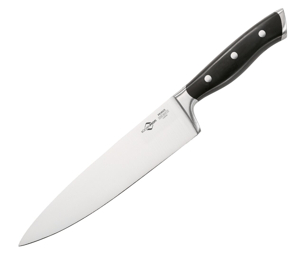 KÜCHENPROFI Kochmesser PRIMUS Kochmesser PRIMUS, 20 cm, seitliche Ansicht mit schwarzem Griff und silberner Klinge