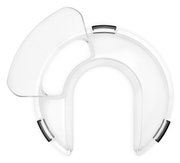 Transparenter Spritzschutz in C-Form mit schwarzen Clips, Draufsicht