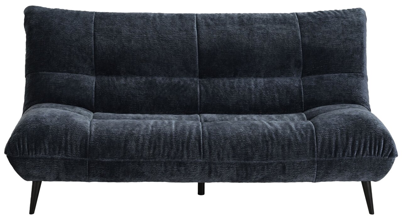 Zweisitziges Sofa in dunkelblauem Stoff, Vorderansicht