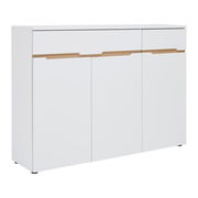 Weiße Kommode mit drei Türen und einer Schublade, Frontansicht