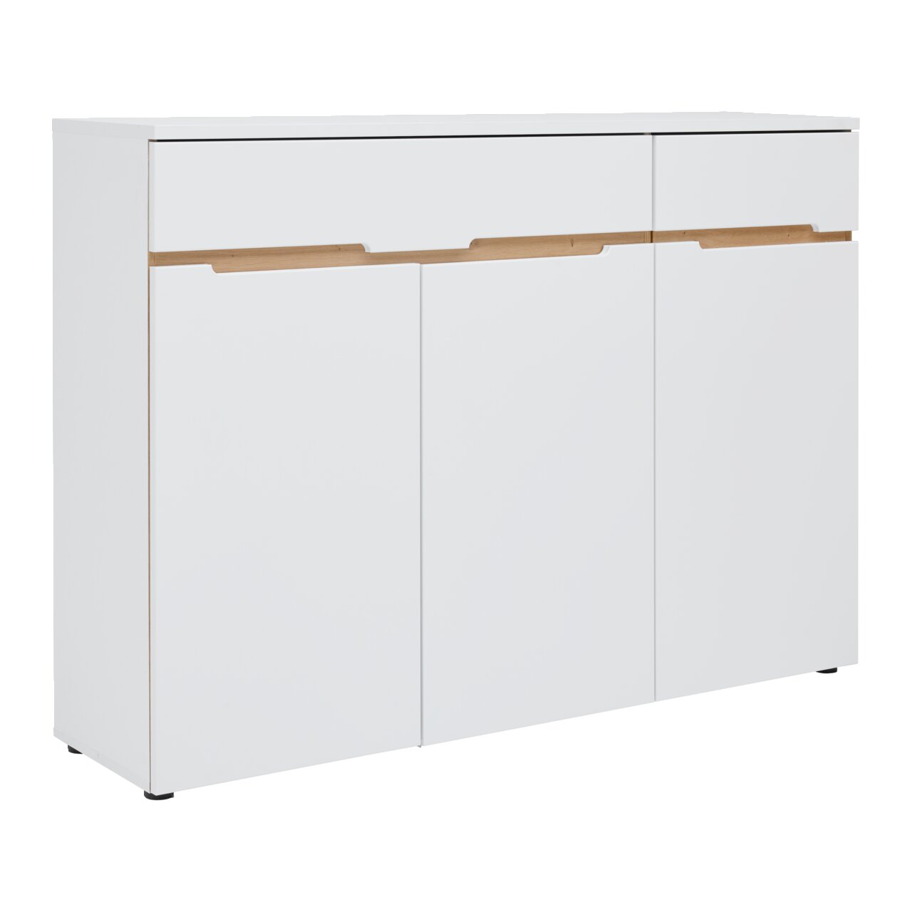 XORA Kommode MEMPHIS Weiße Kommode mit drei Türen und einer Schublade, Frontansicht