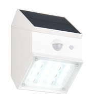 LED-Solar-Außenwandleuchte mit Bewegungssensor, seitliche Perspektive