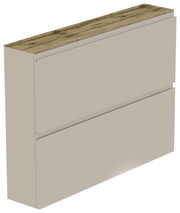 Hängeschuhschrank 2K-T22 in seitlicher Perspektive mit zwei Klappen und einer Holzoberfläche