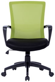 Moderner grüner Drehstuhl mit schwarzem Sitzpolster, Vorderansicht