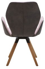 Rückansicht eines Valnatura Armlehnenstuhls PIANO mit dunkler Rückenlehne und Holzbeinen.