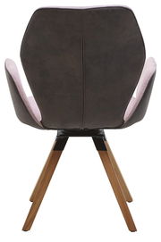 Rückansicht eines Valnatura Armlehnenstuhls PIANO mit dunkler Rückenlehne und Holzbeinen.