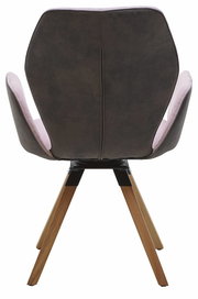 Rückansicht eines Valnatura Armlehnenstuhls PIANO mit dunkler Rückenlehne und Holzbeinen.