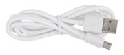 Weißes USB-Kabel mit USB-A- und USB-C-Stecker, von oben fotografiert