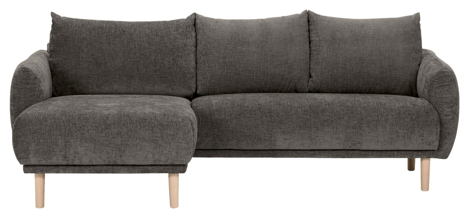 Graues Ecksofa mit linker Ottomane, Vorderansicht