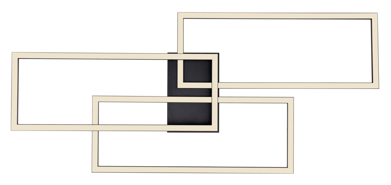 Moderne Deckenleuchte mit rechteckigen Rahmen in geometrischem Design, Draufsicht.