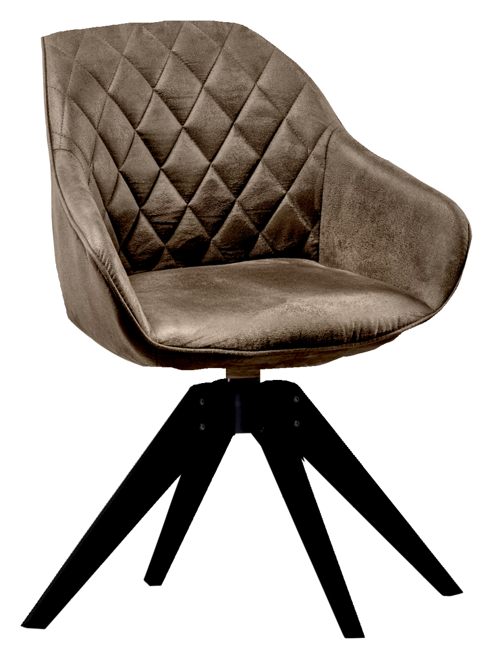 Landscape Stuhl COOL Moderner brauner Stuhl mit gesteppter Rückenlehne und schwarzem Holzgestell, seitliche Perspektive