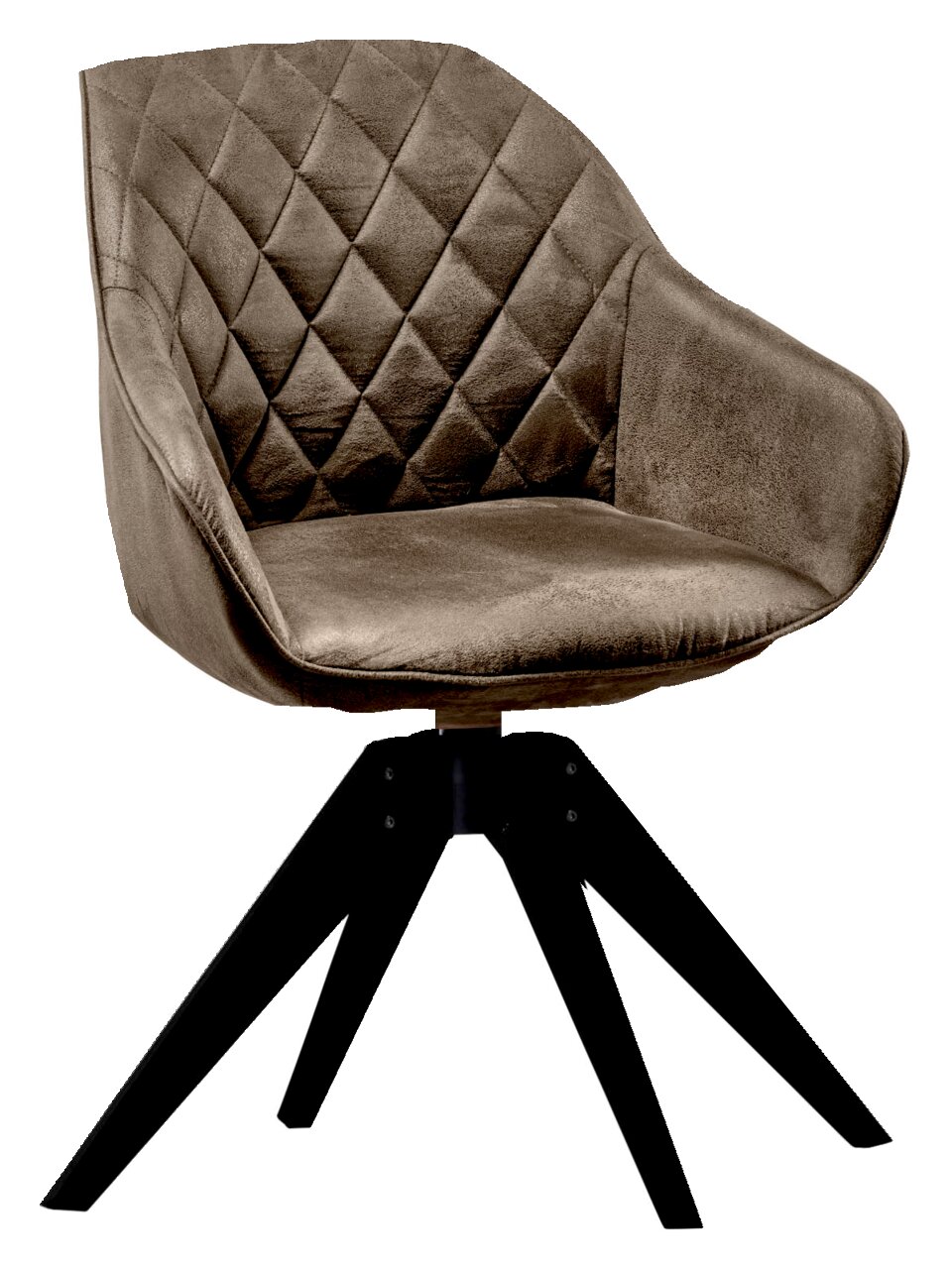 Landscape Stuhl COOL Moderner brauner Stuhl mit gesteppter Rückenlehne und schwarzem Holzgestell, seitliche Perspektive