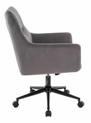 Grauer Drehstuhl mit Armlehnen, Seitenansicht