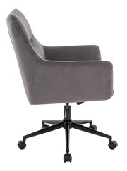 Grauer Drehstuhl mit Armlehnen, Seitenansicht