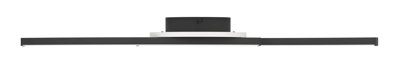 Moderne Deckenleuchte LUNGOLAGO von Eglo in seitlicher Ansicht, schlankes Design in Schwarz und Weiß.