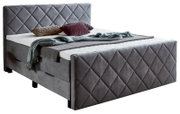 Grijs boxspringbed BX2200 CHESTER met doorgestikt hoofdeinde, zijaanzicht