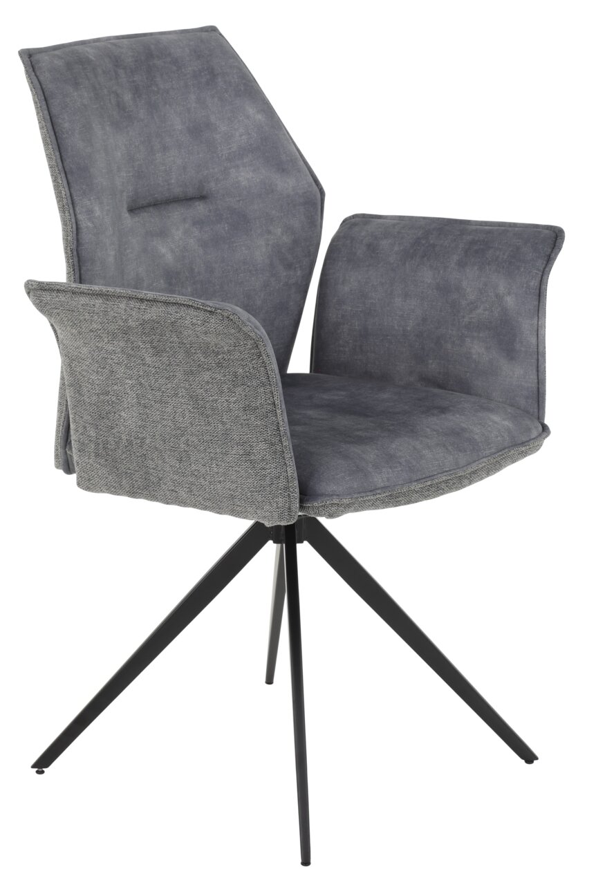 Z2 Armlehnstuhl SUSANNE Grauer Armlehnstuhl mit modernem Design, seitliche Perspektive