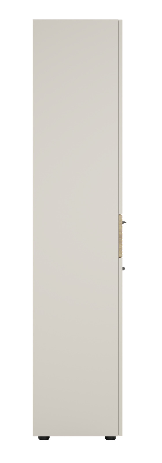 Seitenansicht eines Aktenschranks mit Schloss auf der rechten Seite.