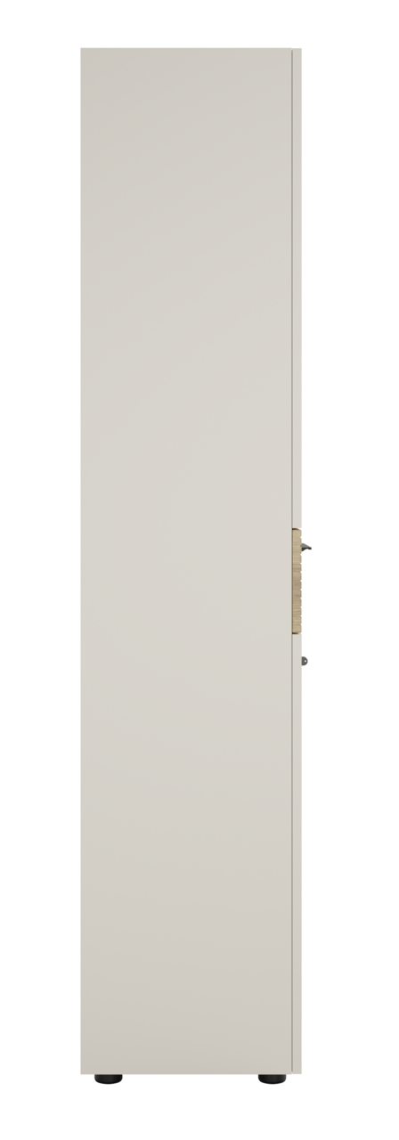 Seitenansicht eines Aktenschranks mit Schloss auf der rechten Seite.