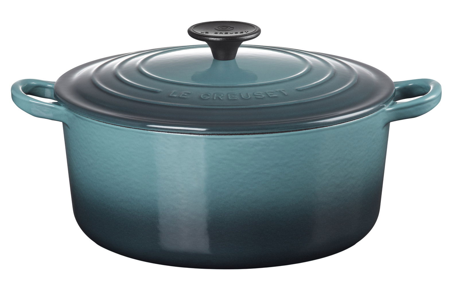LE CREUSET Bräter rund 24cm Ocean Runder Bräter 24cm in der Farbe Ocean, seitliche Perspektive