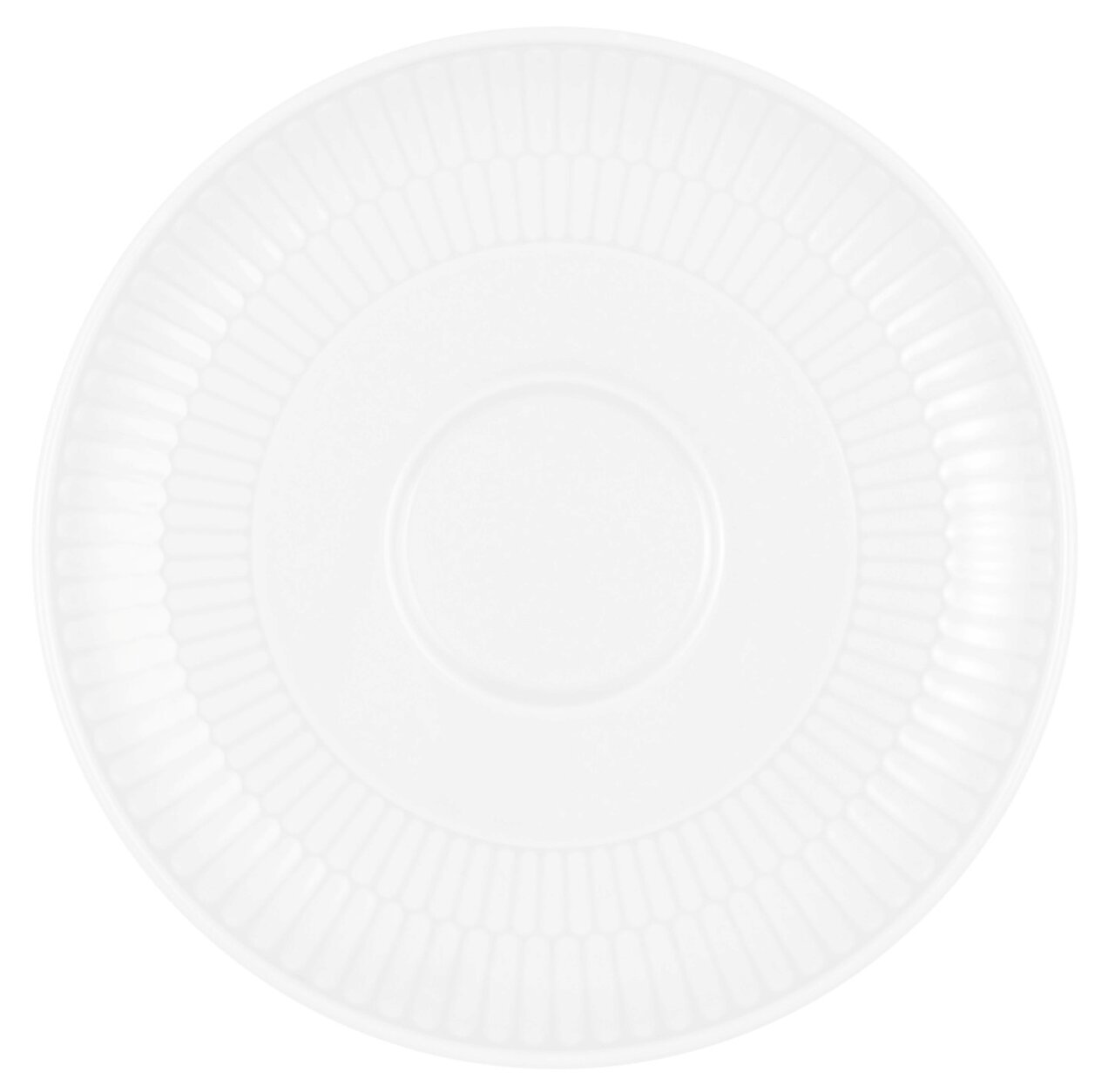 Weiße Kombi-Untertasse mit geriffeltem Rand, Draufsicht