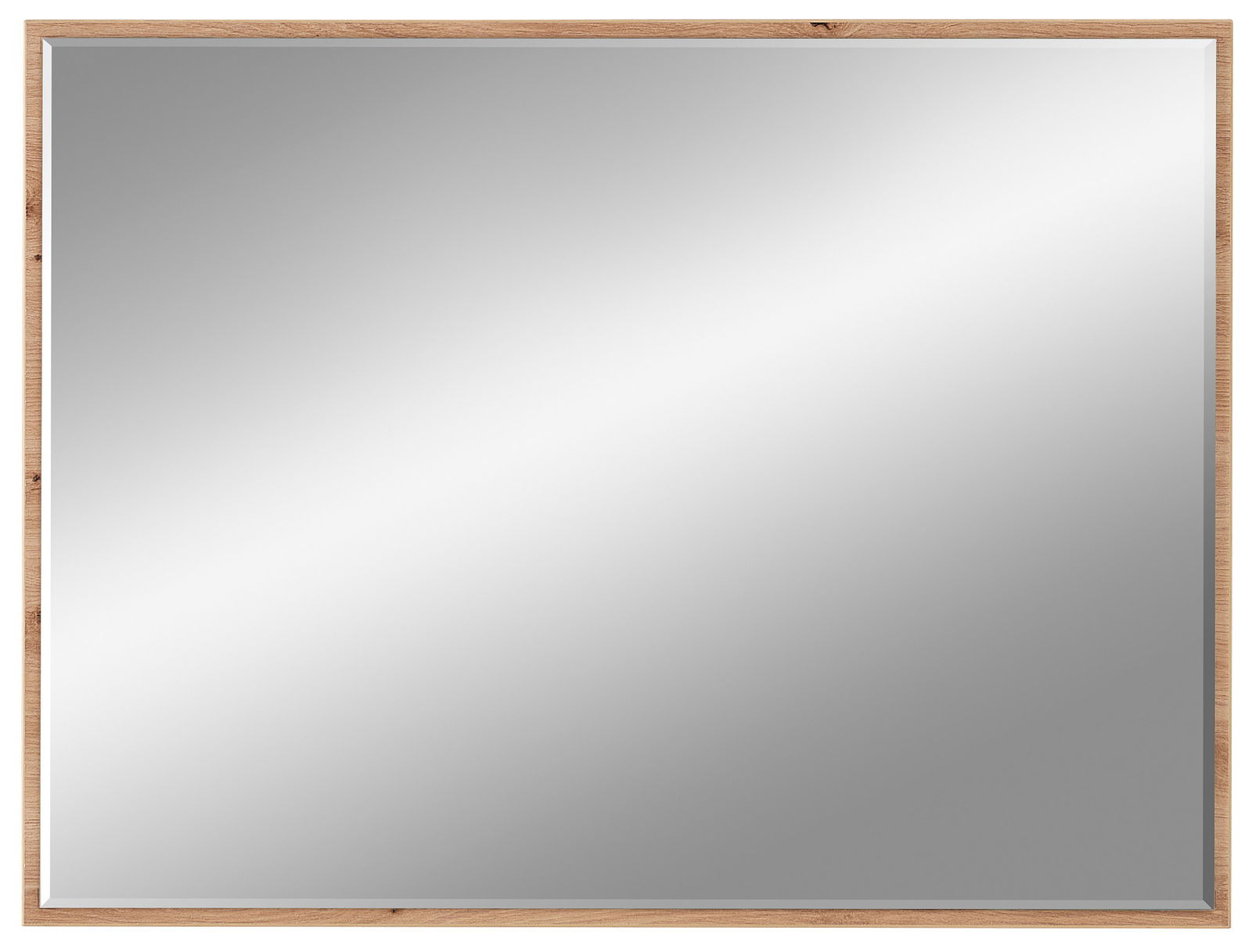 Quadratischer Spiegel mit Holzrahmen, Frontalansicht