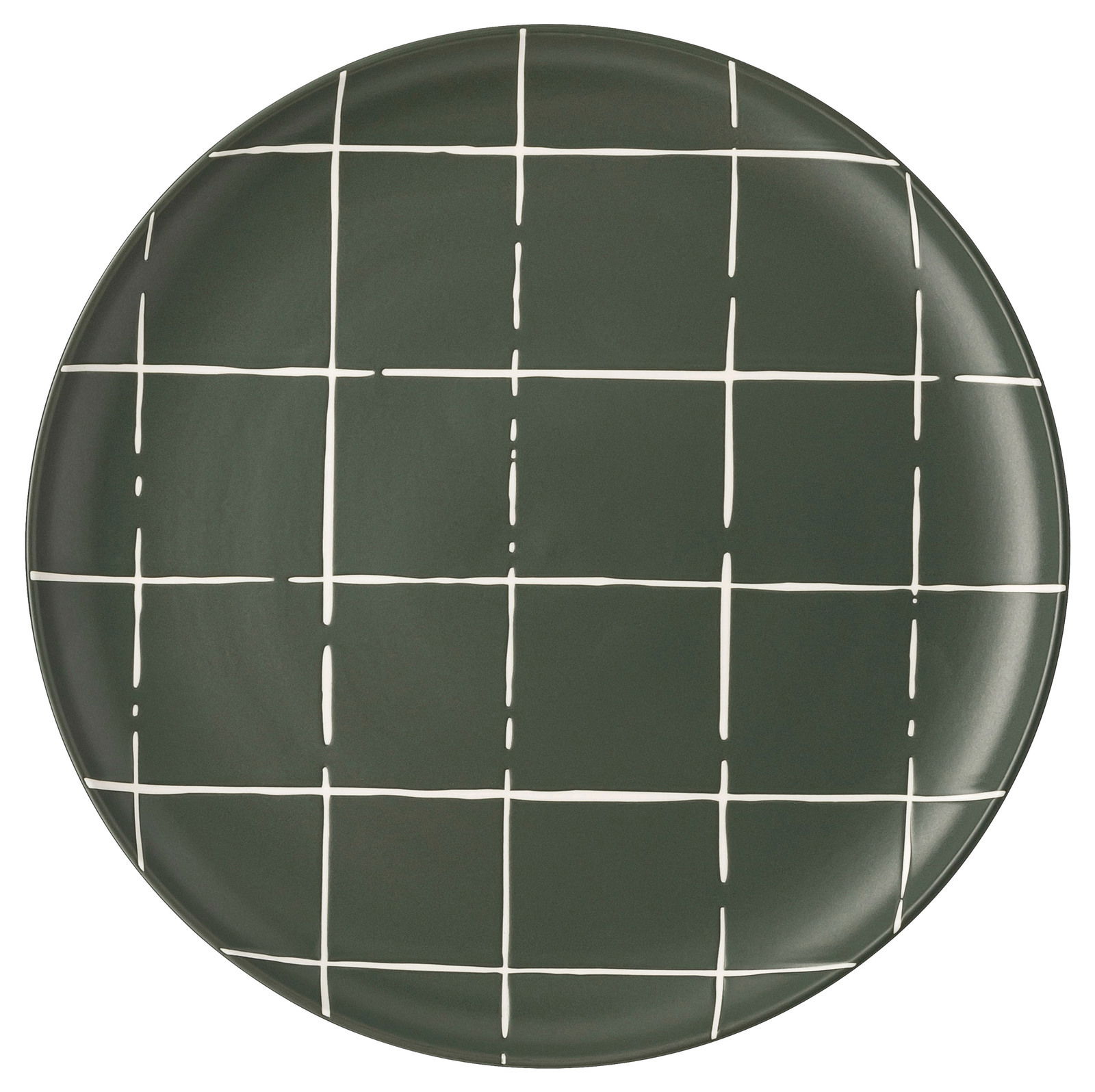 Thomas Frühstücksteller FUN Flacher Teller 22 cm mit grünem Hintergrund und weißem Gittermuster, Draufsicht