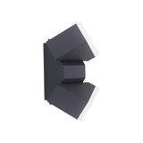 Anthrazitfarbene Wand- und Deckenleuchte mit modernem, geometrischem Design, seitliche Perspektive