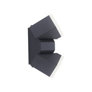 Anthrazitfarbene Wand- und Deckenleuchte mit modernem, geometrischem Design, seitliche Perspektive