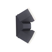 Anthrazitfarbene Wand- und Deckenleuchte mit modernem, geometrischem Design, seitliche Perspektive