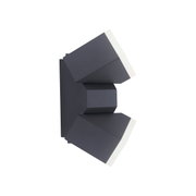 Anthrazitfarbene Wand- und Deckenleuchte mit modernem, geometrischem Design, seitliche Perspektive
