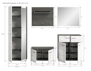 Garderobenkombination SALSA in Frontansicht mit mehreren Schränken, Spiegel und Hakenleiste, Gesamtmaß ca. 250 x 192 x 37 cm.