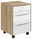 Voleo Rollcontainer NEVADA Rollcontainer mit drei Schubladen, Holzoptik und weißen Fronten, auf Rollen, seitliche Perspektive