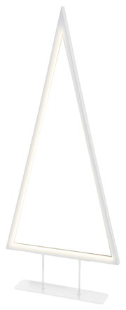 LED Baum in dreieckiger Form, 47 cm hoch, aus weißem Material mit warmweißer Beleuchtung, seitliche Perspektive