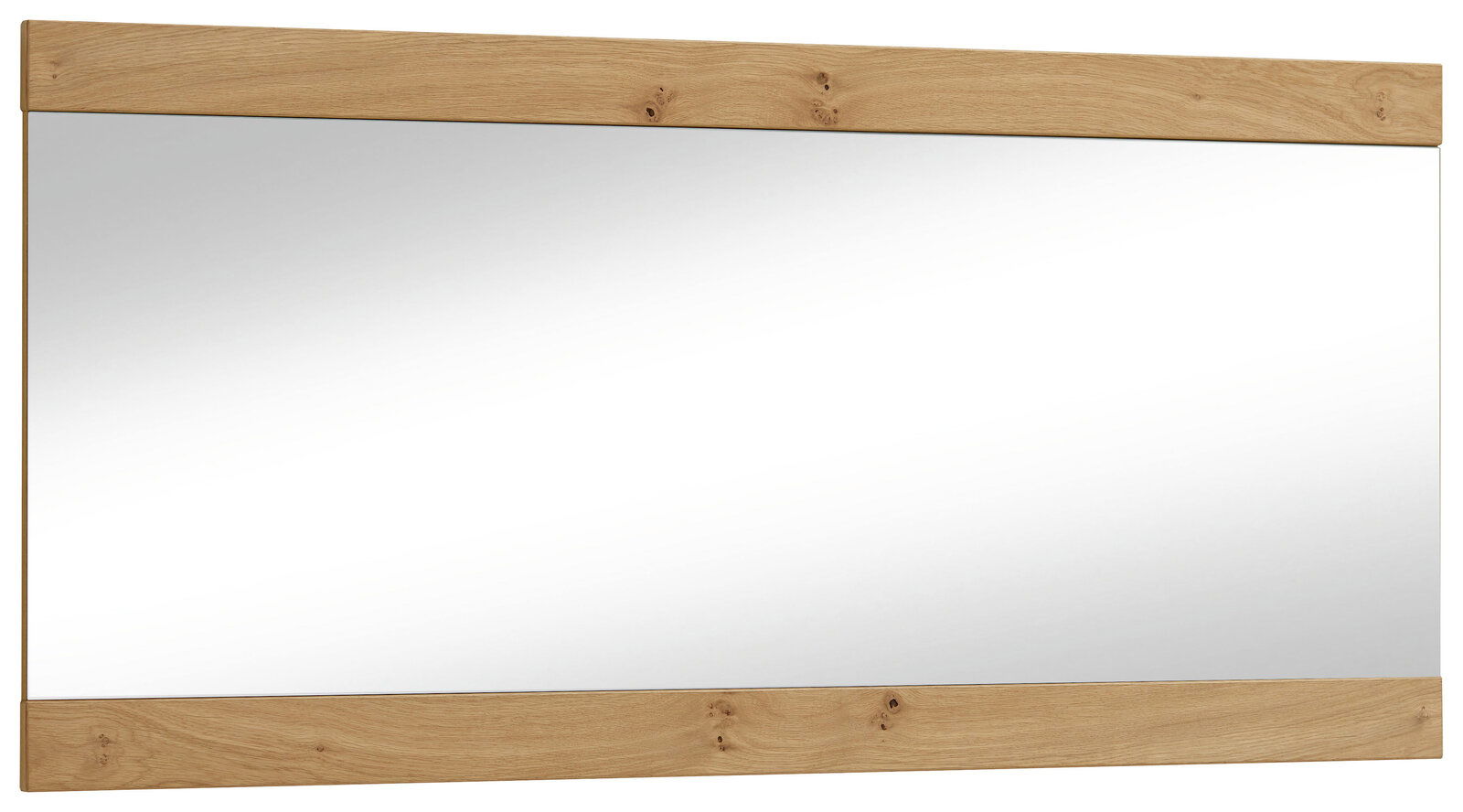 VOSS XL-Spiegel LEVIO Großer rechteckiger Spiegel mit Holzrahmen, perspektivisch von vorne fotografiert.