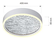 Runde Deckenleuchte Bordeaux von WOFI mit einem Durchmesser von 400 mm und einer Höhe von 80 mm, seitliche Perspektive.