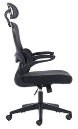 Schwarzer Drehstuhl mit Kopfstütze, Seitenansicht