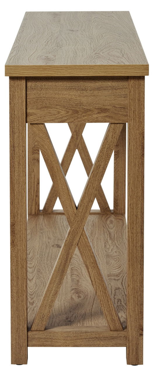 Holzkonsole mit X-förmigen Verstrebungen, Frontalansicht