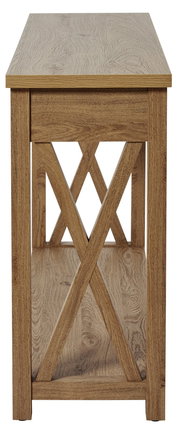 Holzkonsole mit X-förmigen Verstrebungen, Frontalansicht