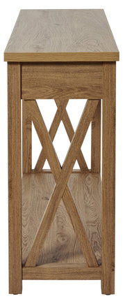 Holzkonsole mit X-förmigen Verstrebungen, Frontalansicht