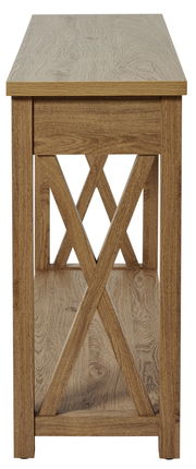 Holzkonsole mit X-förmigen Verstrebungen, Frontalansicht